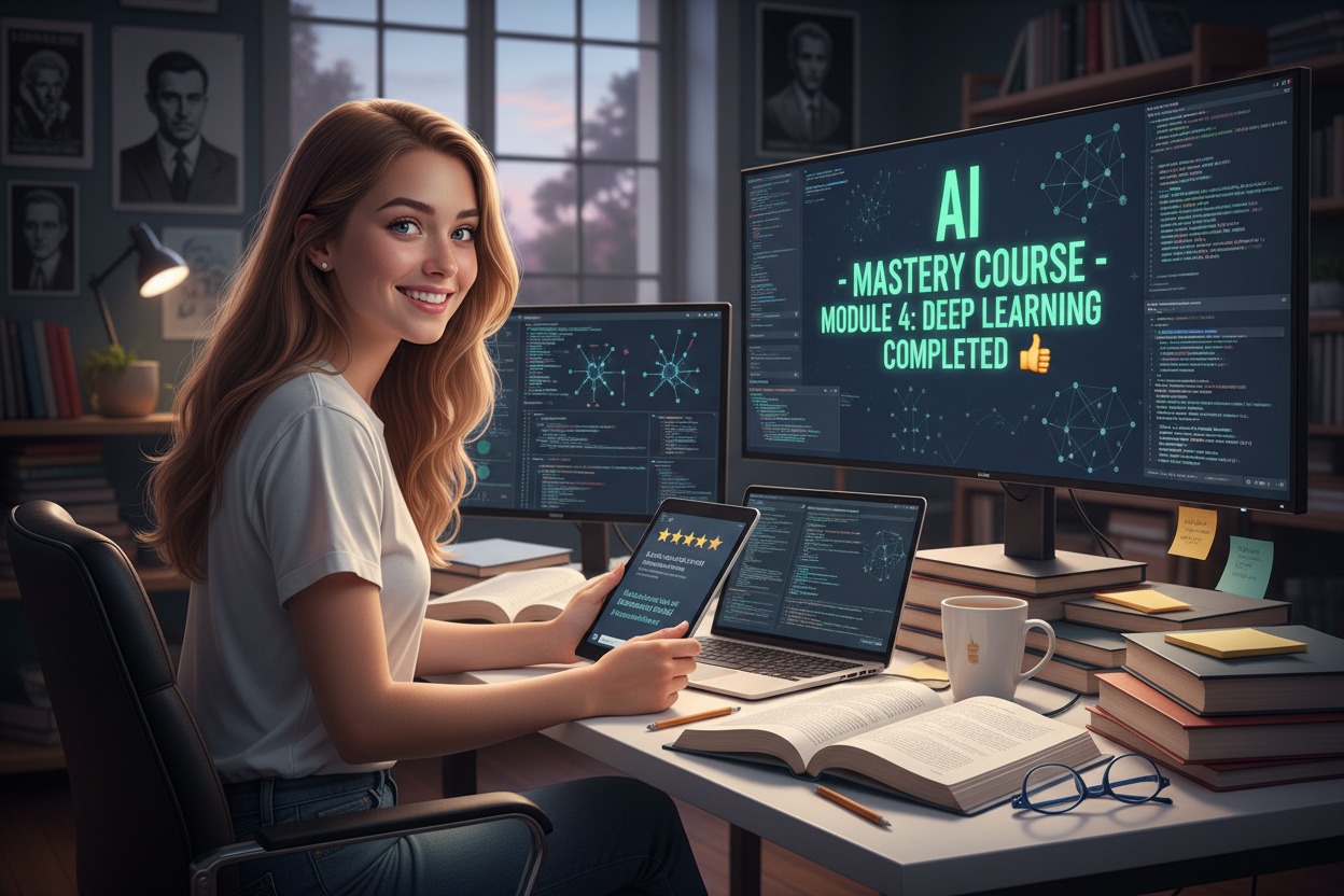 A student learning AI Course and is satisfied with the course